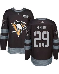 Penguins #29 Andre Fleury Black 1917-2017 100th Anniversary Stitched NHL Jersey