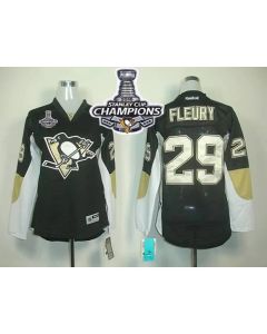 Penguins #29 Andre Fleury Black 2016 Stanley Cup Champions Women's Home Stitched NHL Jersey
