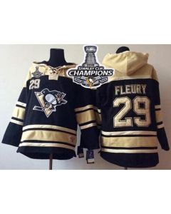 Penguins #29 Andre Fleury Black Sawyer Hooded Sweatshirt 2016 Stanley Cup Champions Stitched NHL Jersey