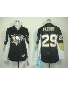Penguins #29 Andre Fleury Black Women's Home Stitched NHL Jersey