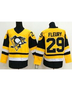 Penguins #29 Andre Fleury Yellow Throwback Stitched NHL Jersey