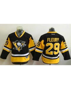 Penguins #29 Marc-Andre Fleury Black Alternate Stitched Youth NHL Jersey