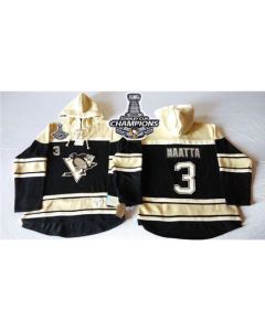 Penguins #3 Olli Maatta Black Sawyer Hooded Sweatshirt 2016 Stanley Cup Champions Stitched NHL Jersey