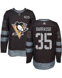 Penguins #35 Tom Barrasso Black 1917-2017 100th Anniversary Stitched NHL Jersey