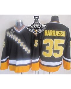 Penguins #35 Tom Barrasso Black/Yellow CCM Throwback 2016 Stanley Cup Champions Stitched NHL Jersey