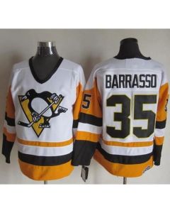 Penguins #35 Tom Barrasso White/Black CCM Throwback Stitched NHL Jersey