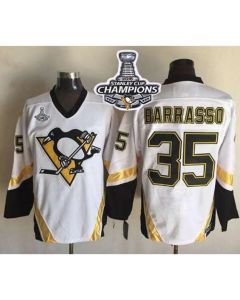 Penguins #35 Tom Barrasso White CCM Throwback 2016 Stanley Cup Champions Stitched NHL Jersey