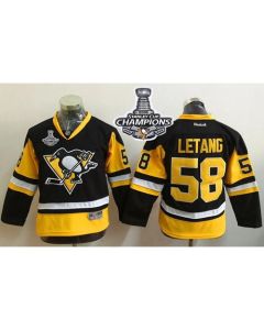 Penguins #58 Kris Letang Black Alternate 2016 Stanley Cup Champions Stitched Youth NHL Jersey