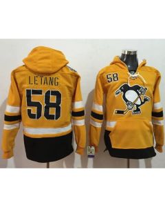 Penguins #58 Kris Letang Gold Sawyer Hooded Sweatshirt 2017 Stadium Series Stitched NHL Jersey