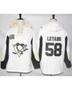 Penguins #58 Kris Letang White Pullover Hoodie Stitched NHL Jersey