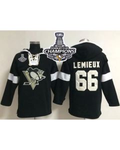Penguins #66 Mario Lemieux Black 2016 Stanley Cup Champions NHL Pullover Hoodie