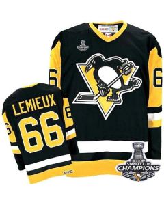 Penguins #66 Mario Lemieux Black CCM Throwback 2016 Stanley Cup Champions Stitched Youth NHL Jersey