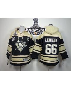 Penguins #66 Mario Lemieux Black Sawyer Hooded Sweatshirt 2016 Stanley Cup Champions Stitched Youth NHL Jersey