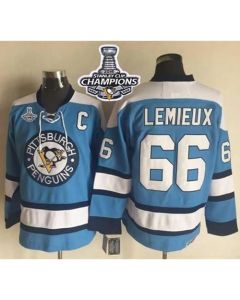 Penguins #66 Mario Lemieux Blue Alternate CCM Throwback 2016 Stanley Cup Champions Stitched NHL Jersey