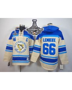 Penguins #66 Mario Lemieux Cream Sawyer Hooded Sweatshirt 2016 Stanley Cup Champions Stitched NHL Jersey