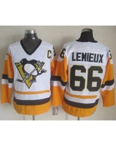 Penguins #66 Mario Lemieux White/Black CCM Throwback Stitched NHL Jersey