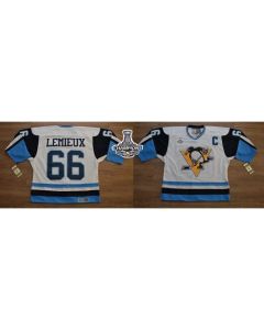 Penguins #66 Mario Lemieux White/Blue CCM Throwback 2016 Stanley Cup Champions Stitched NHL Jersey