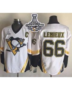 Penguins #66 Mario Lemieux White CCM Throwback 2016 Stanley Cup Champions Stitched NHL Jersey