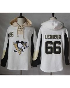 Penguins #66 Mario Lemieux White Pullover Hoodie Stitched NHL Jersey