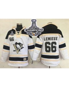 Penguins #66 Mario Lemieux White Sawyer Hooded Sweatshirt 2016 Stanley Cup Champions Stitched NHL Jersey
