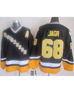 Penguins #68 Jaromir Jagr Black/Yellow CCM Throwback Stitched NHL Jersey