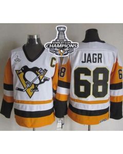 Penguins #68 Jaromir Jagr White/Black CCM Throwback 2016 Stanley Cup Champions Stitched NHL Jersey
