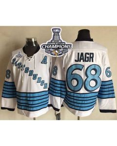 Penguins #68 Jaromir Jagr White/Light Blue CCM Throwback 2016 Stanley Cup Champions Stitched NHL Jersey