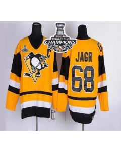 Penguins #68 Jaromir Jagr Yellow CCM Throwback 2016 Stanley Cup Champions Stitched NHL Jersey
