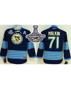 Penguins #71 Evgeni Malkin 2011 Winter Classic Vintage Dark Blue 2016 Stanley Cup Champions Stitched Youth NHL Jersey