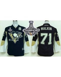 Penguins #71 Evgeni Malkin Black 2016 Stanley Cup Champions Stitched Youth NHL Jersey
