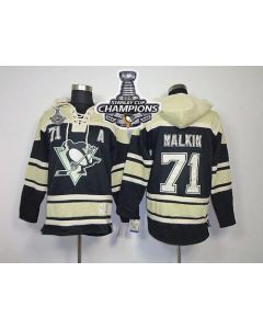Penguins #71 Evgeni Malkin Black Sawyer Hooded Sweatshirt 2016 Stanley Cup Champions Stitched NHL Jersey