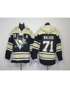 Penguins #71 Evgeni Malkin Black Sawyer Hooded Sweatshirt Stitched NHL Jersey