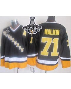 Penguins #71 Evgeni Malkin Black/Yellow CCM Throwback 2016 Stanley Cup Champions Stitched NHL Jersey