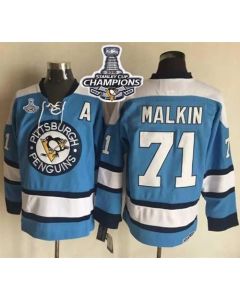 Penguins #71 Evgeni Malkin Blue Alternate CCM Throwback 2016 Stanley Cup Champions Stitched NHL Jersey
