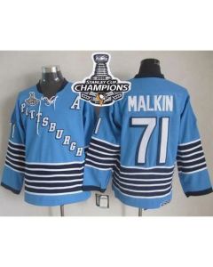 Penguins #71 Evgeni Malkin Light Blue CCM Throwback 2016 Stanley Cup Champions Stitched NHL Jersey