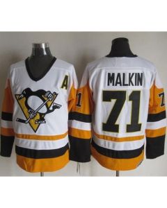 Penguins #71 Evgeni Malkin White/Black CCM Throwback Stitched NHL Jersey
