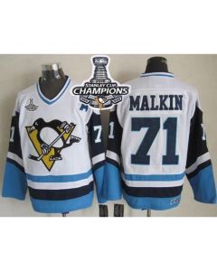 Penguins #71 Evgeni Malkin White/Blue CCM Throwback 2016 Stanley Cup Champions Stitched NHL Jersey