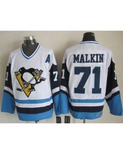 Penguins #71 Evgeni Malkin White/Blue CCM Throwback Stitched NHL Jersey