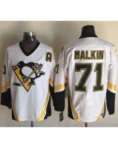Penguins #71 Evgeni Malkin White CCM Throwback Stitched NHL Jersey