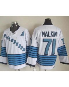 Penguins #71 Evgeni Malkin White/Light Blue CCM Throwback Stitched NHL Jersey