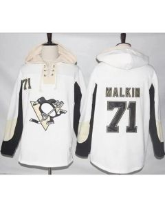 Penguins #71 Evgeni Malkin White Pullover Hoodie Stitched NHL Jersey