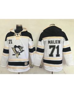 Penguins #71 Evgeni Malkin White Sawyer Hooded Sweatshirt Stitched NHL Jersey