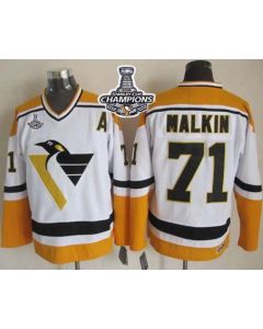 Penguins #71 Evgeni Malkin White/Yellow CCM Throwback 2016 Stanley Cup Champions Stitched NHL Jersey