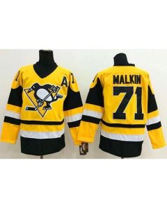Penguins #71 Evgeni Malkin Yellow Throwback Stitched NHL Jersey