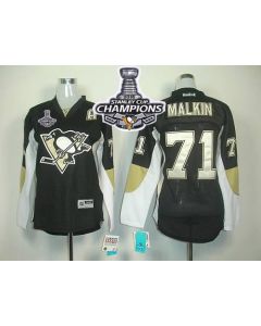 Penguins #71 Vgeni Malkin Black 2016 Stanley Cup Champions Women's Home Stitched NHL Jersey