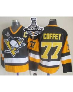 Penguins #77 Paul Coffey Black CCM Throwback 2016 Stanley Cup Champions Stitched NHL Jersey