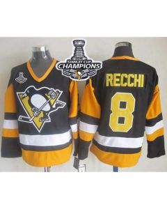Penguins #8 Mark Recchi Black CCM Throwback 2016 Stanley Cup Champions Stitched NHL Jersey