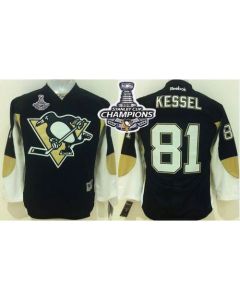 Penguins #81 Phil Kessel Black 2016 Stanley Cup Champions Stitched Youth NHL Jersey
