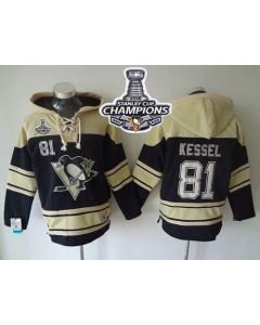 Penguins #81 Phil Kessel Black Sawyer Hooded Sweatshirt 2016 Stanley Cup Champions Stitched NHL Jersey