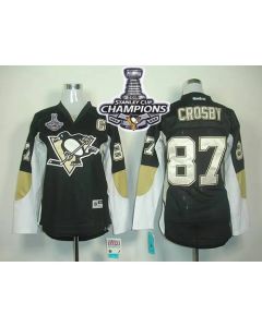 Penguins #87 Sidney Crosby Black 2016 Stanley Cup Champions Women's Home Stitched NHL Jersey